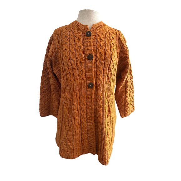 Kilronan Knitwear 100% Merino Wool Cable Knit Cardigan | | | Size Large - Picture 2 of 9